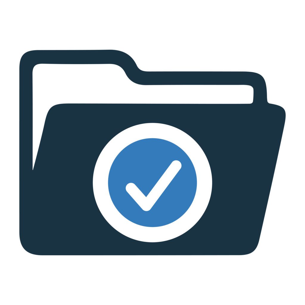 A folder icon with a blue checkmark on it