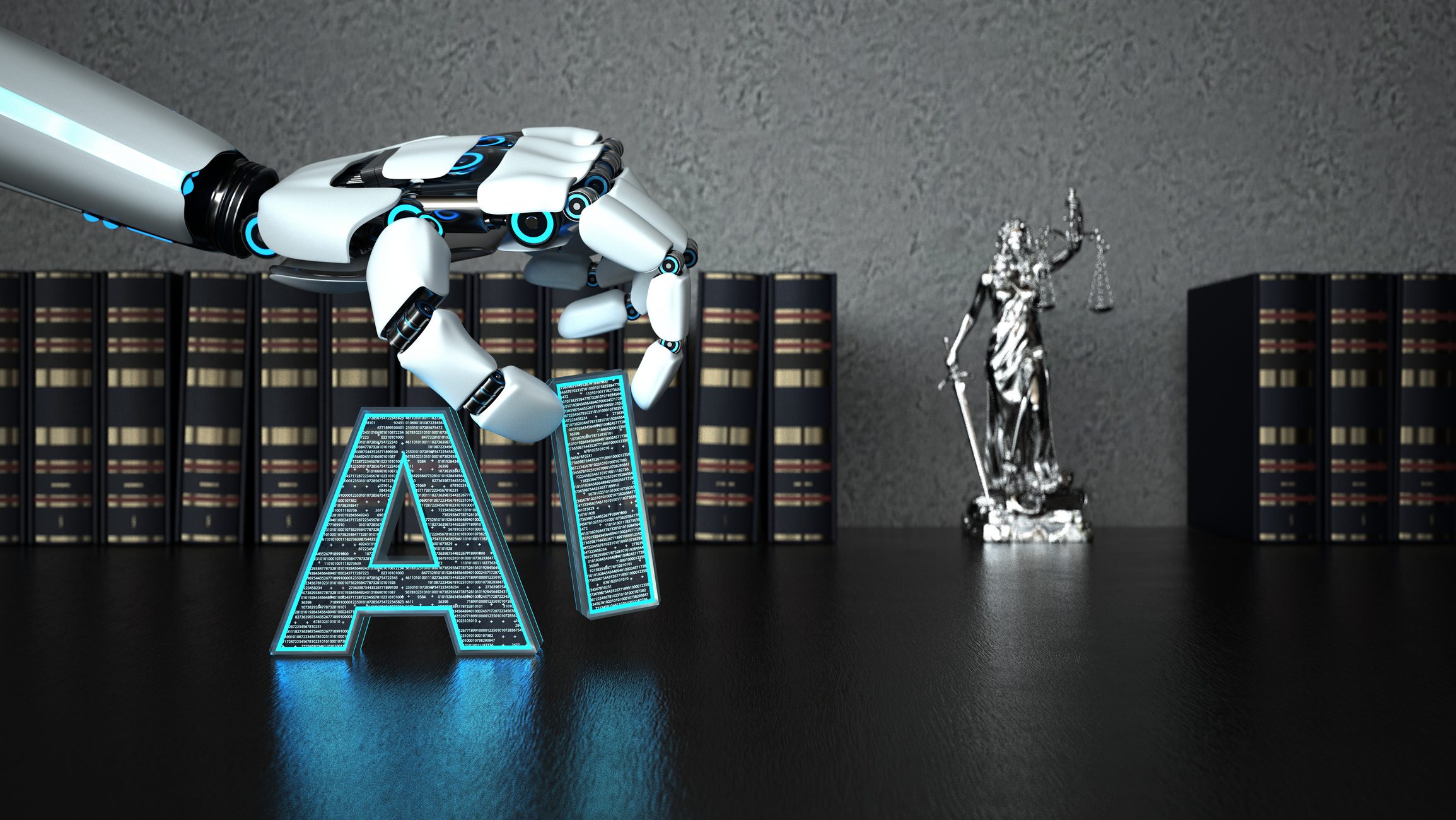 A robot had taking the "I" our of an "AI" on a bookshelf