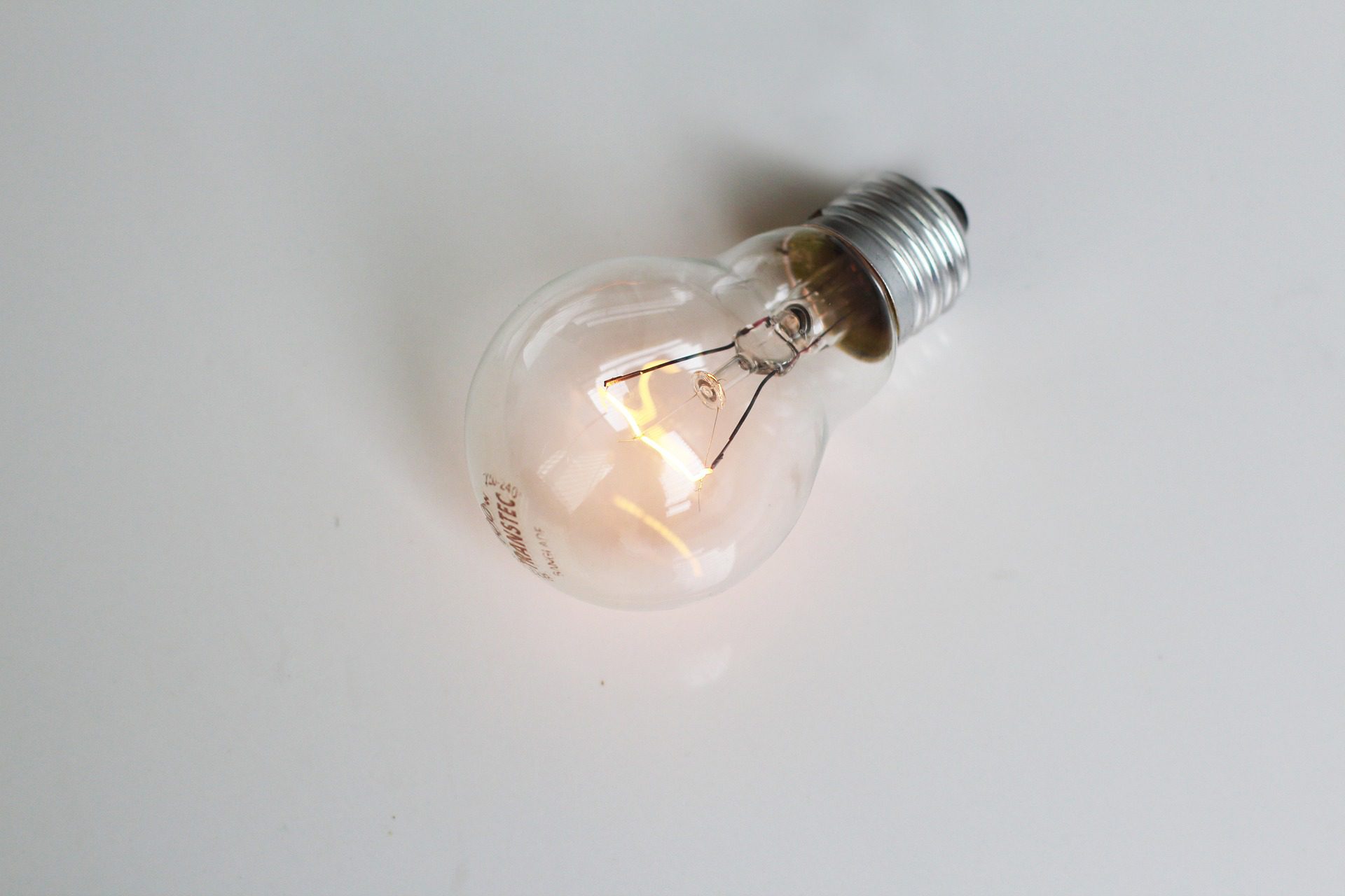 An illuminated lightbulb