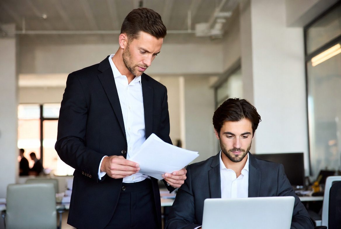 Legal video production team reviewing law firm content strategy in a modern office