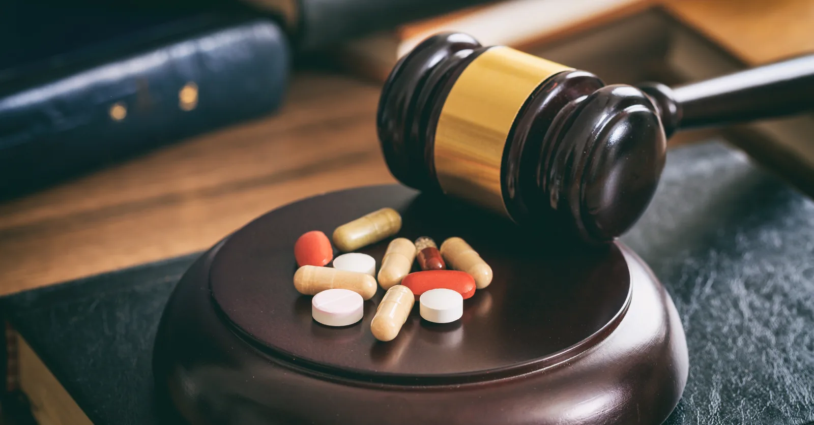 Mass tort generative engine optimization: prescription pills on a judge's gavel and sound block